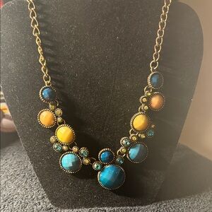 Elegant Blue and Yellow Statement Necklace